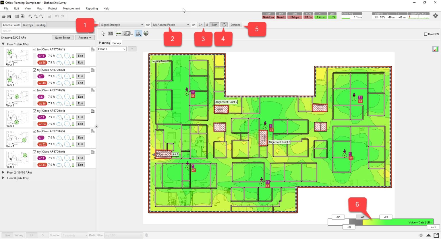 phần mềm thiết kế WIFI Ekahau AI PRO (heatmap)